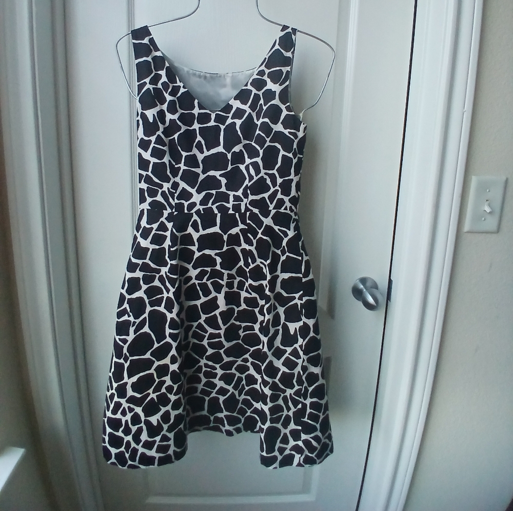 3/$15 Ann Taylor Black and White Giraffe Print Mini Dress Size 0 - Picture 6 of 8